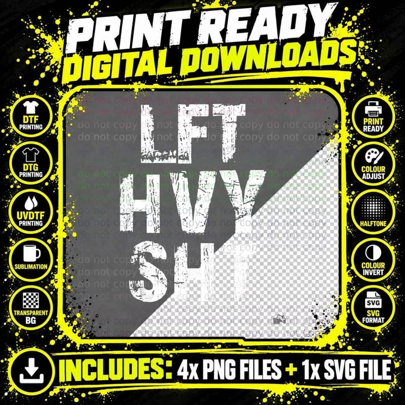 LFT HVY SHT- Funny Weight Lifting Work Out Gym Png SVG Digital Bundle