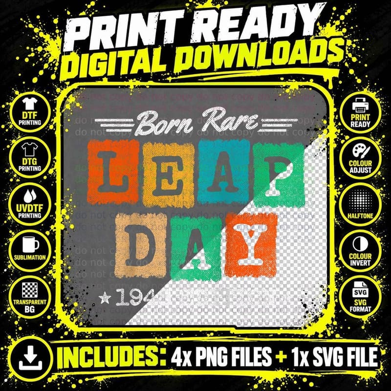 Leap Year - 1948 Birthday Born Rare - 1948 Leap Day Png SVG Digital Bundle