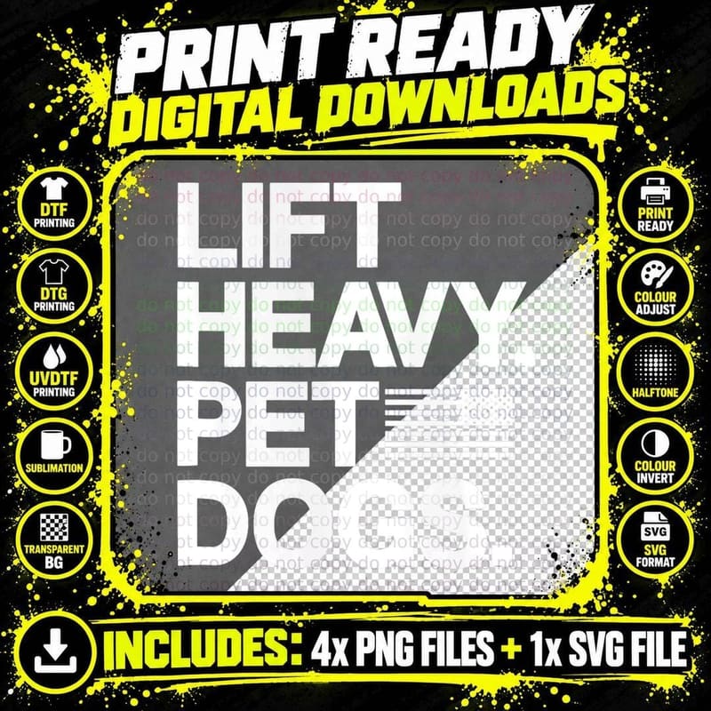 Lift Heavy Pet Dogs Gym for Weightlifters Png SVG Digital Bundle