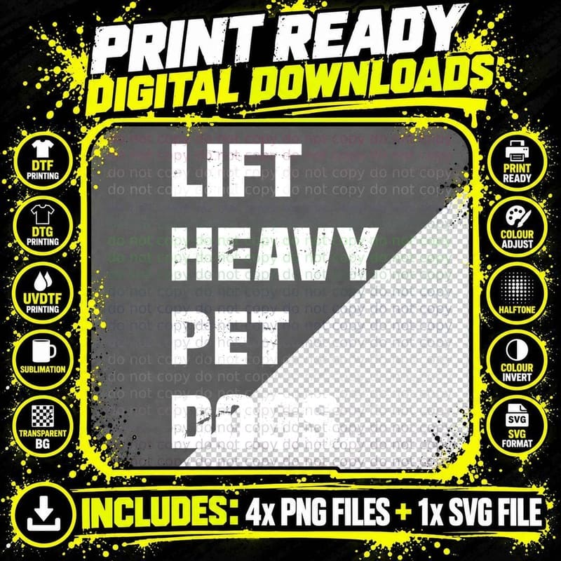Lift Heavy Pet Dogs, Funny Gym, Weightlifter T-Shirt Png SVG Digital Bundle