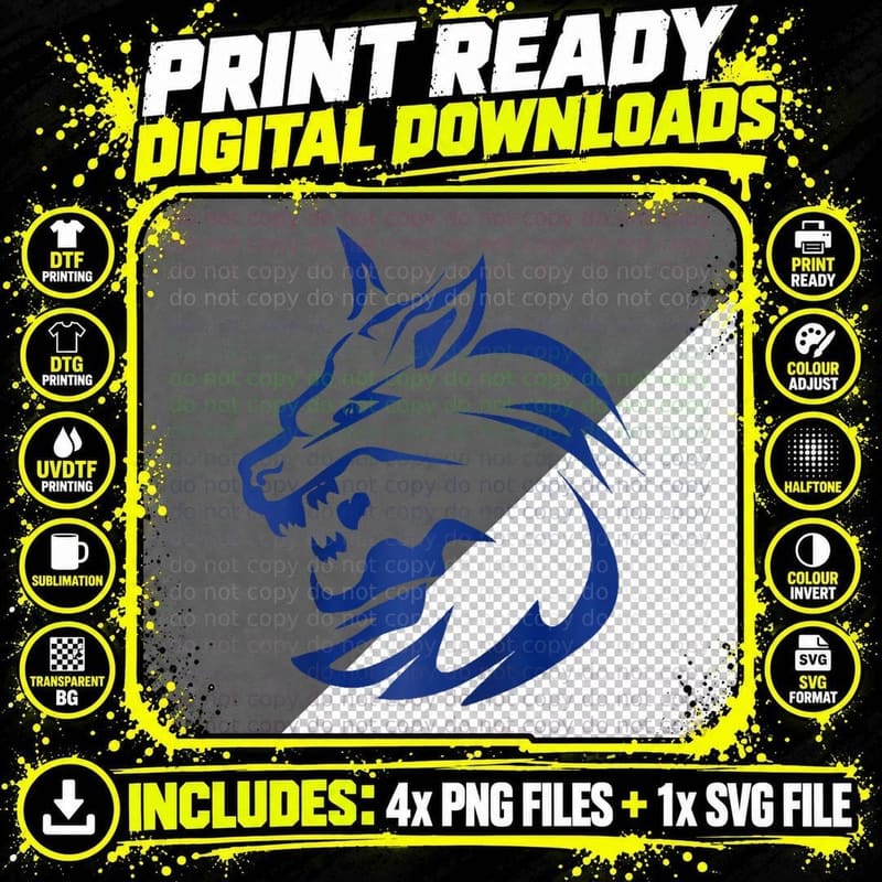 Lightning Lone Wolf Design, Gift T-Shirt Png SVG Digital Bundle