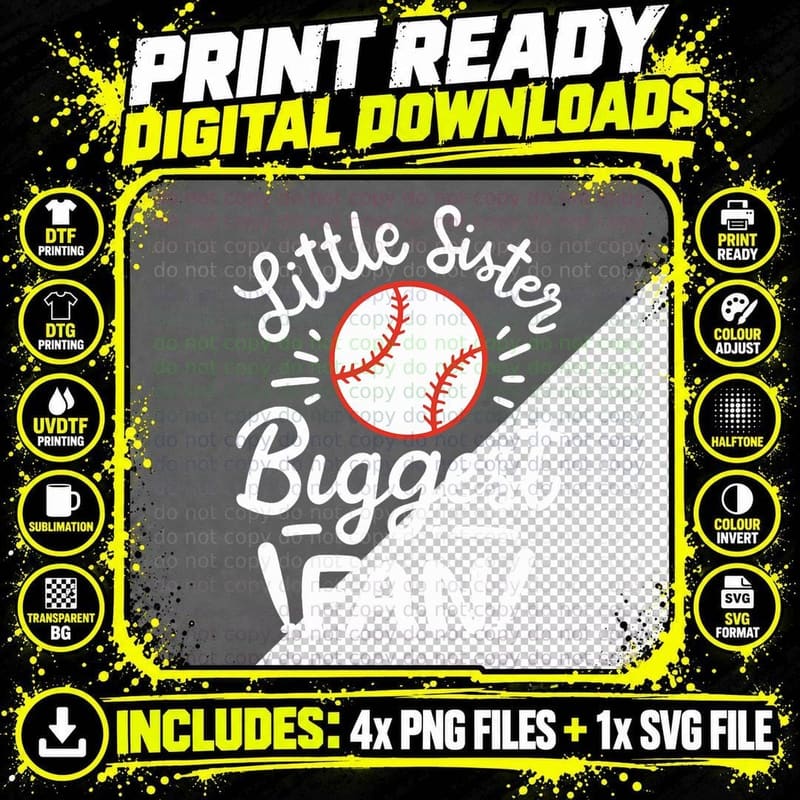 Little Six Baseball Fan T-Shirt, Little Six Biggest Fan Png SVG Digital Bundle