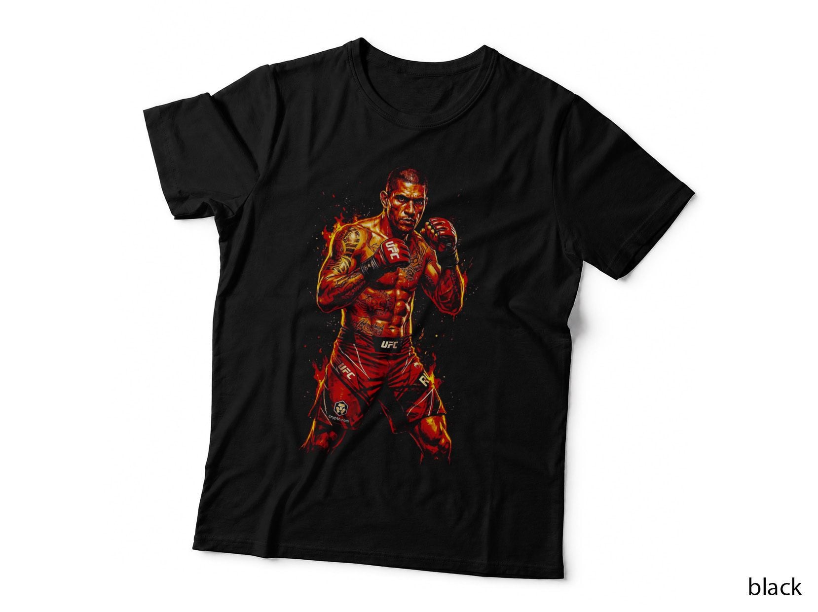 MMA Fighter Halftone Print T-Shirt, Boxing Champ Tee, Cage Fight Print