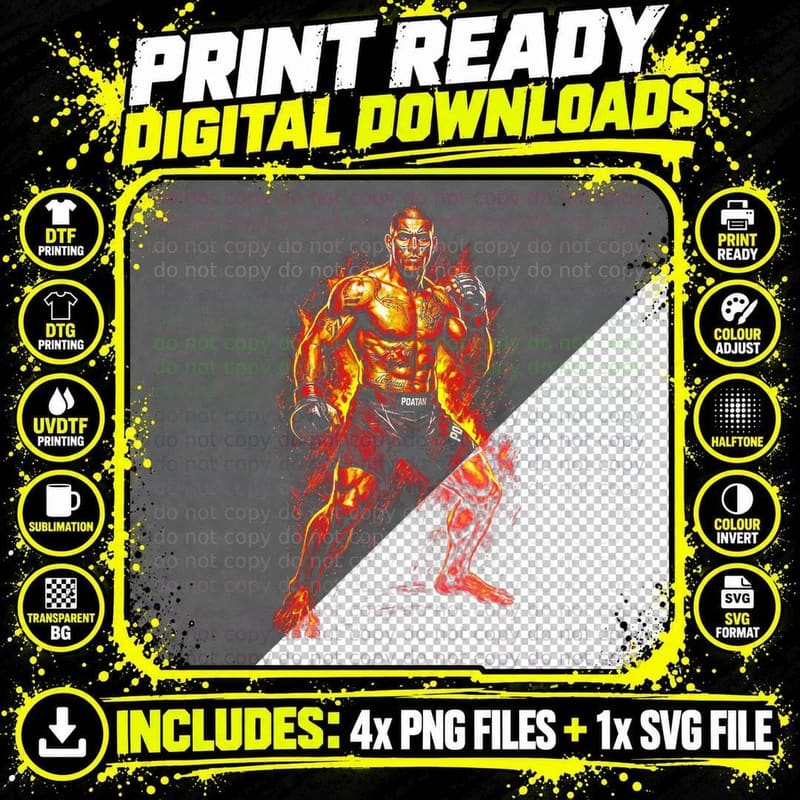 MMA Fighter T-Shirt, Boxing Champ Tee Png SVG Digital Bundle