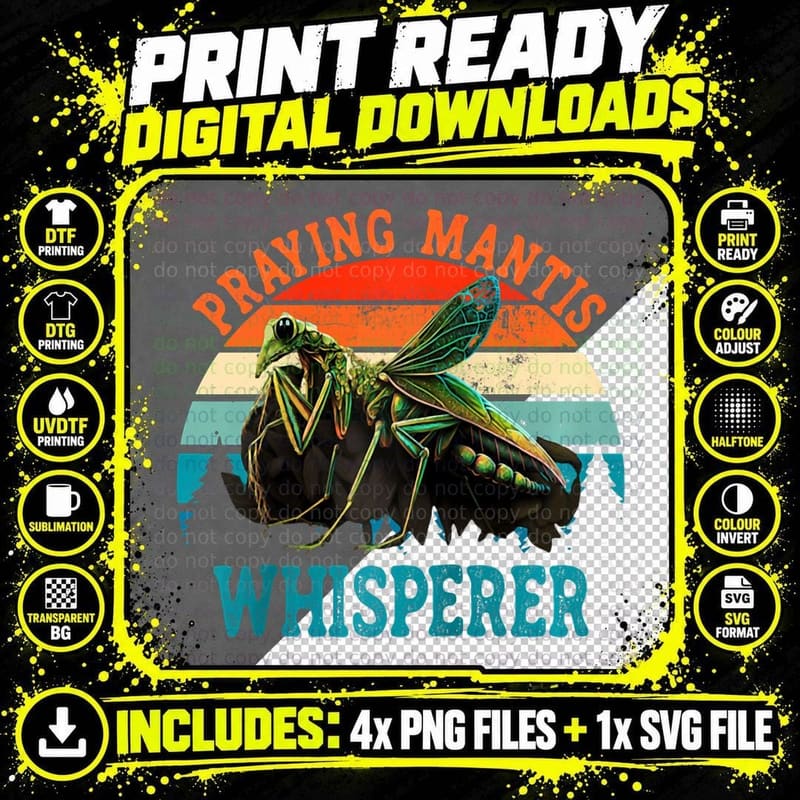Mantis Whisperer Praying Mantis Insect Lover Png SVG Digital Bundle