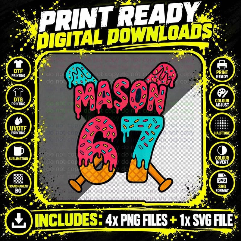 Mason Six Seven Tee, Baseball Shirt Png SVG Digital Bundle