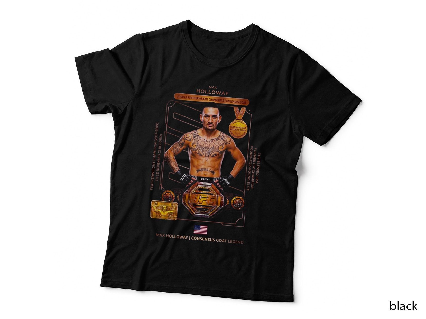 Max Holloway MMA Fighter T-Shirt, Max Holloway Consensus Goat Tee