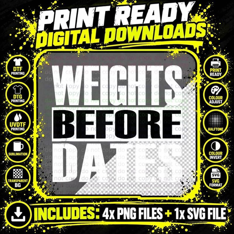 Mens Funny Weights Before Dates Strongman Fitness Gym Png SVG Digital Bundle