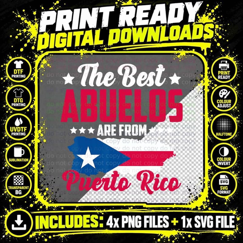Mens Puerto Rico Funny Baseball Best Abuelo Fathers Day Png SVG Digital Bundle