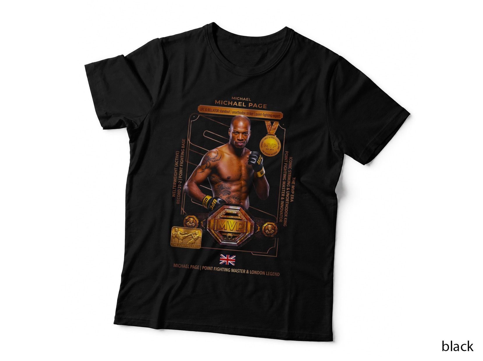 Michael Page MMA Fighter T-Shirt, Point Fighting Master Print, London Legend