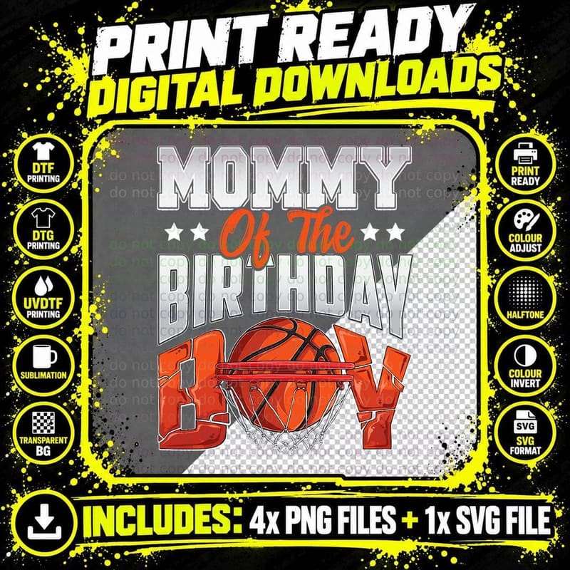 Mommy Basketball Birthday Boy Family Baller Birthday Png SVG Digital Bundle