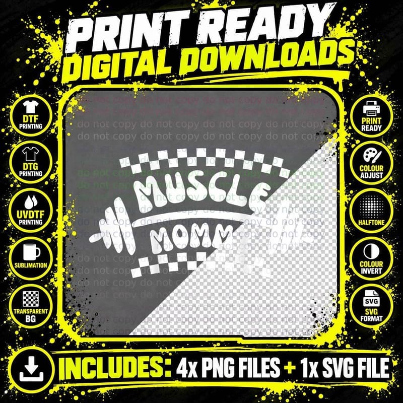 Muscle Mommy - Muscle Mom Gym Mother Workout T-Shirt Png SVG Digital Bundle