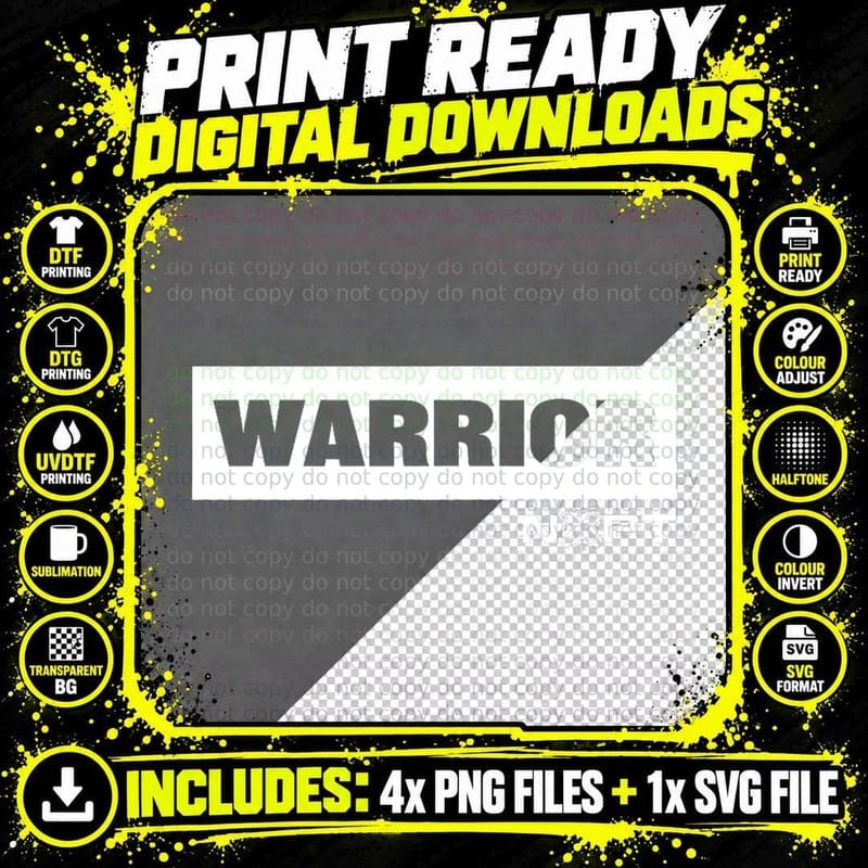 NXPT Fitness Studio Warrior Black Text Motivational Gym Png SVG Digital Bundle