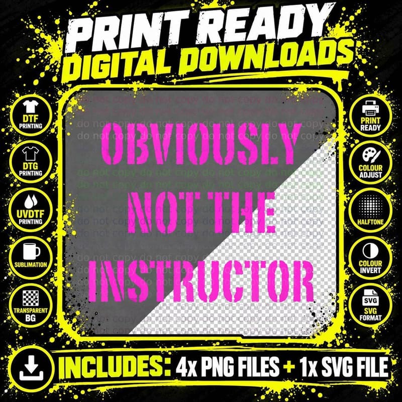 Obviously Not the Instructor Funny Gym Shirt for Men Png SVG Digital Bundle