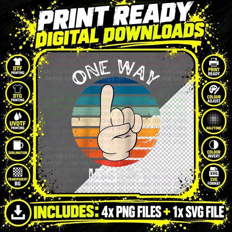 One Way Jesus People Christian Revolution Finger up Png SVG Digital Bundle