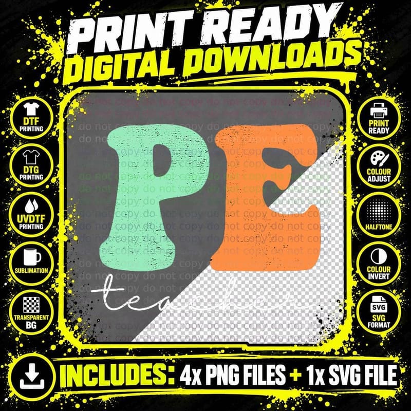 PE Teacher - Physical Education - Gym Teacher T-Shirt Png SVG Digital Bundle