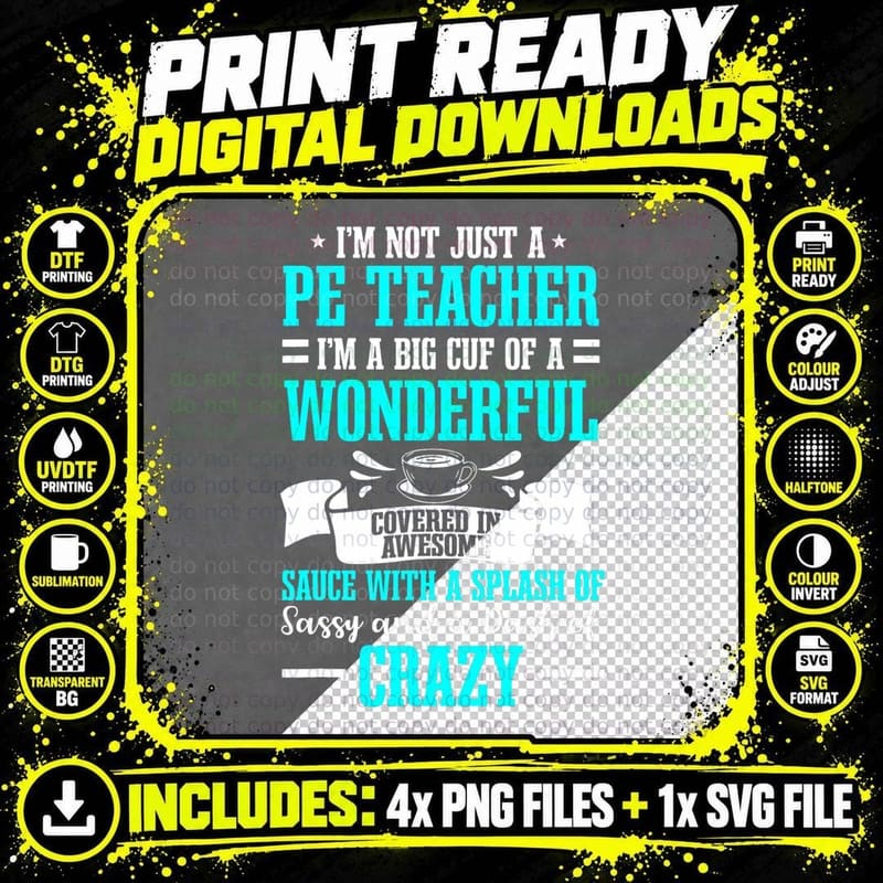 PE Teacher Gym Coach Physical Education Instructor Sport Png SVG Digital Bundle