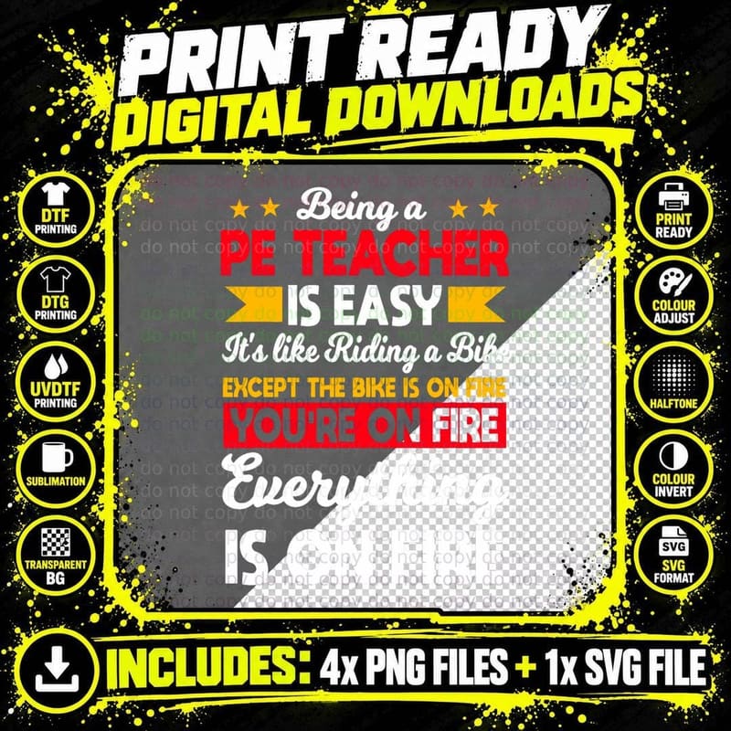 PE Teacher Physical Education Activity Instructor Gym Png SVG Digital Bundle