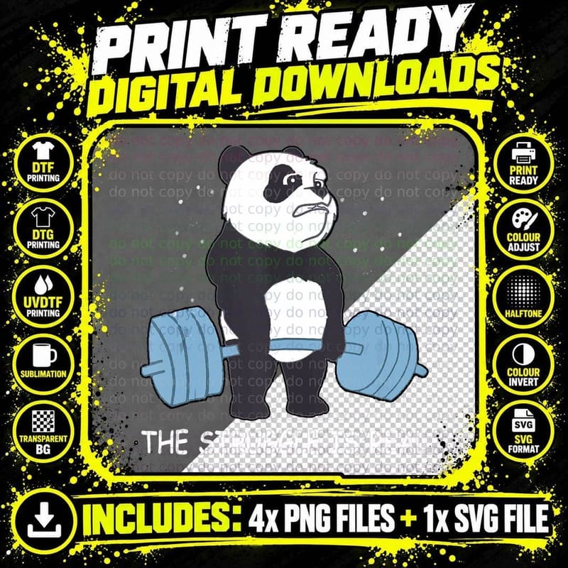 Panda Shirt the Struggle Is Real Bear Deadlift Funny Gym Png SVG Digital Bundle
