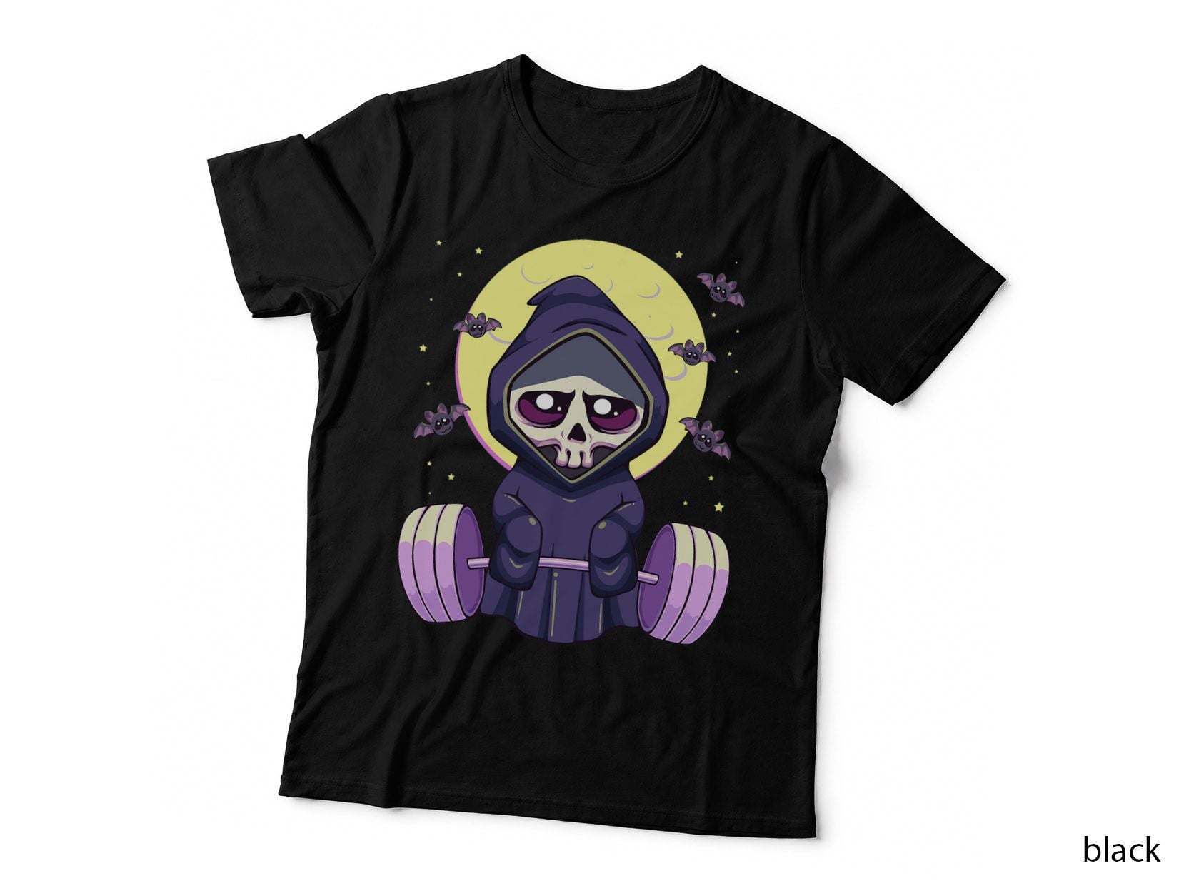 Pastel Goth Kawaii Deadlift Reaper in Gym Weightlifting T-Shirt