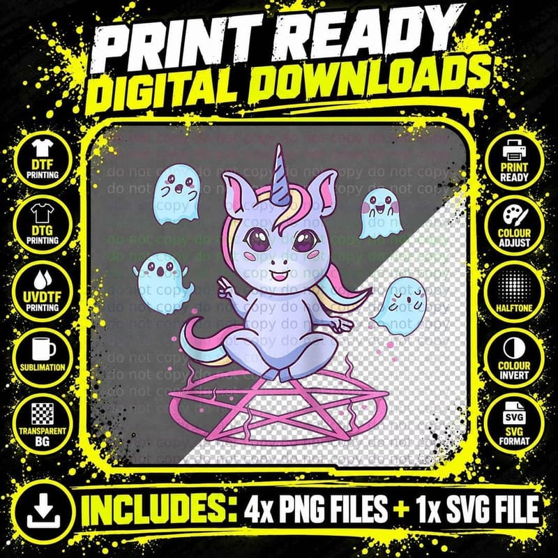 Pastel Goth Occult Baphomet Shirt Unicorn Costume Women Png SVG Digital Bundle