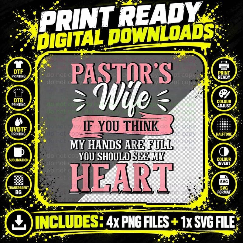 Pastor's Wife Christian Pastor Wife Appreciation Png SVG Digital Bundle