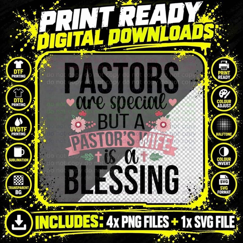 Pastor's Wife Is a Blessing Pastor Wife of a Pastor Png SVG Digital Bundle