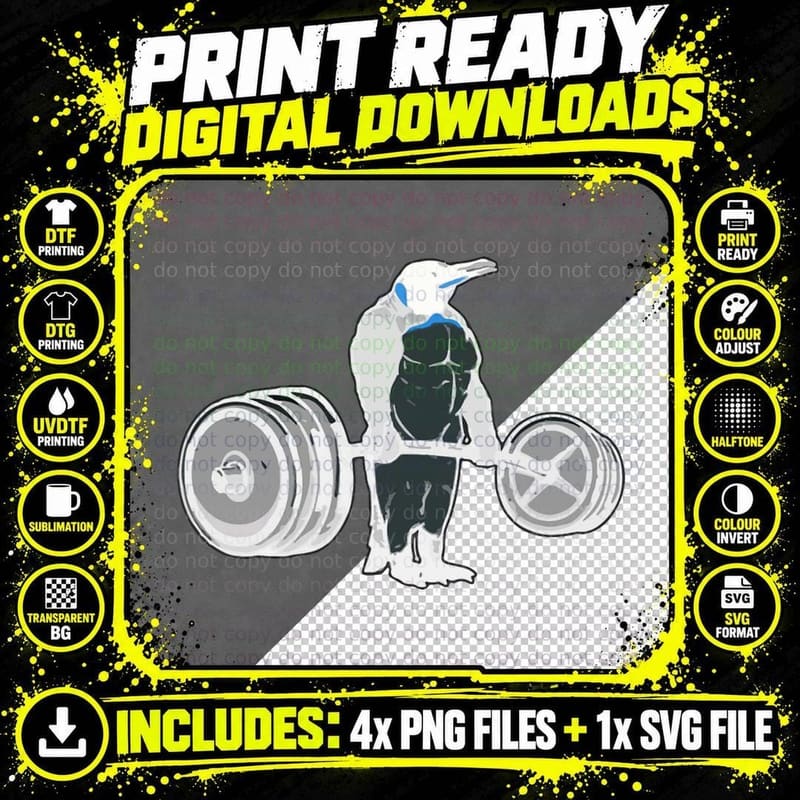 Penguin Deadlift Gym Weightlifting Powerlifting T-Shirt Png SVG Digital Bundle