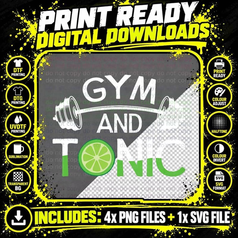 Physical Wellness Gym and Tonic Training Workout Humor Png SVG Digital Bundle
