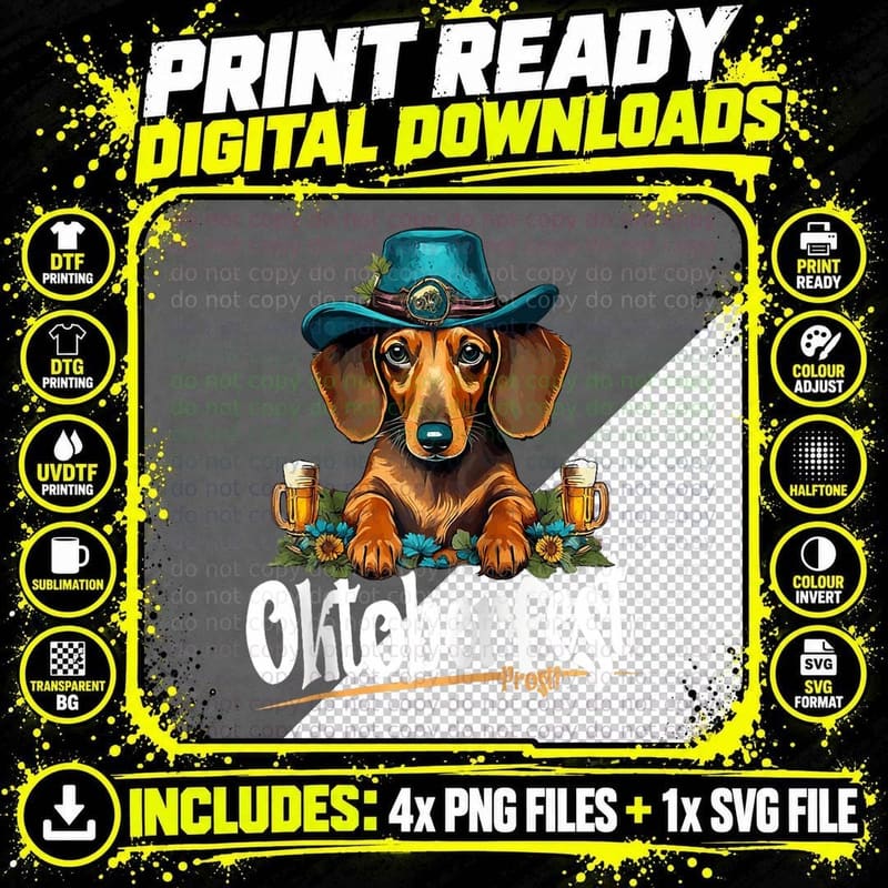 Prost German Oktoberfest Weiner Dog Oktoberfest Png SVG Digital Bundle