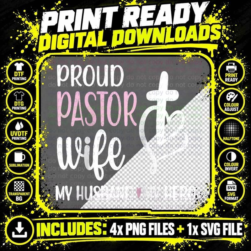 Proud Pastor Wife of a Pastor Husband Church Png SVG Digital Bundle