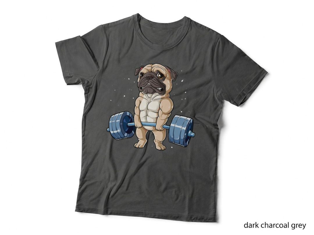 Pug Weightlifting Funny Deadlift Men Fitness Gym Workout T-Shirt