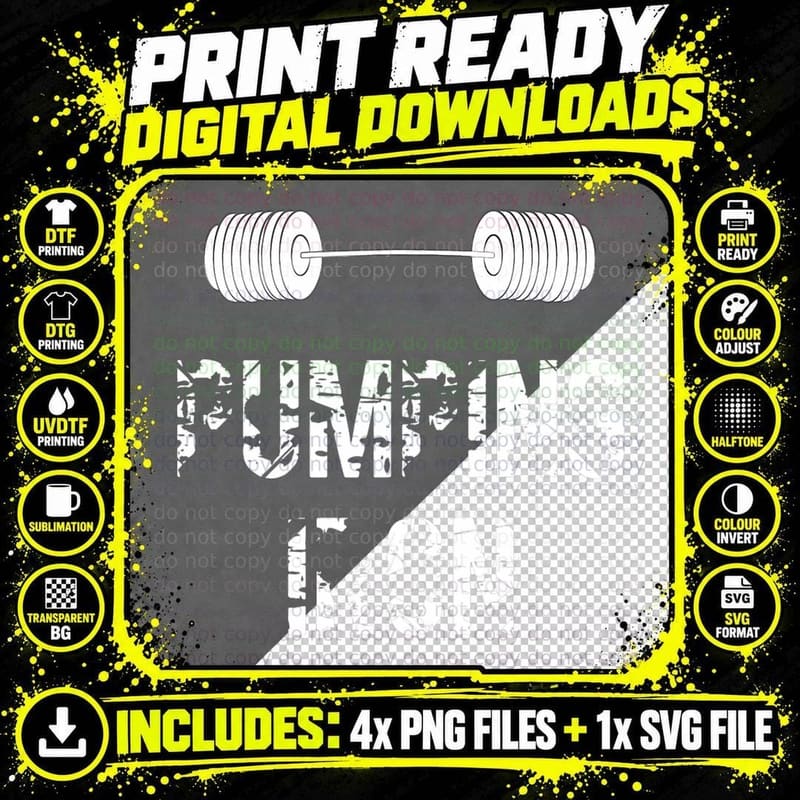 Pumping Iron Fitness Gym Design, Workout Lover Lifestyle Png SVG Digital Bundle