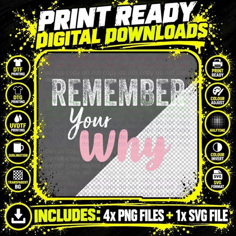 Remember Your Why Gym Motivation Fitness Inspirational Png SVG Digital Bundle
