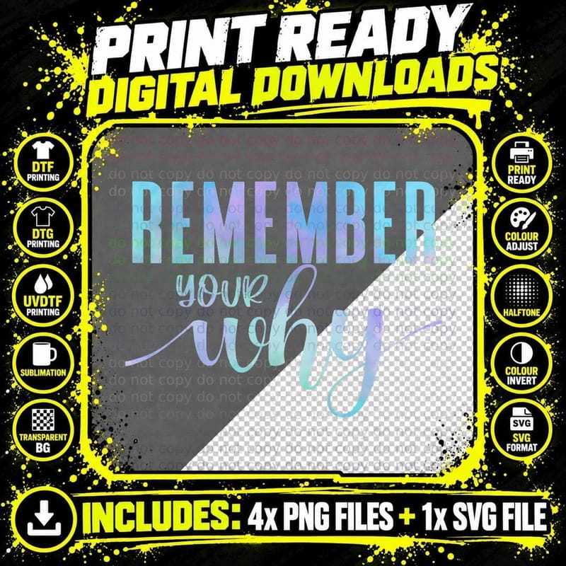 Remember Your Why Gym Motivation Fitness Inspirational Png SVG Digital Bundle