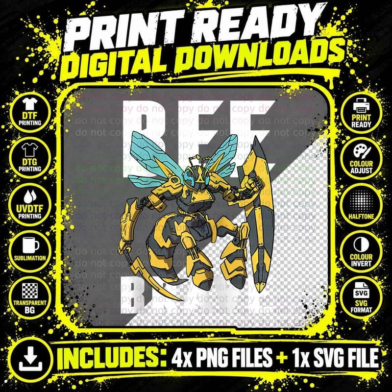 Retro Bee Knight Animal Quote Lover Funny Insect Png SVG Digital Bundle
