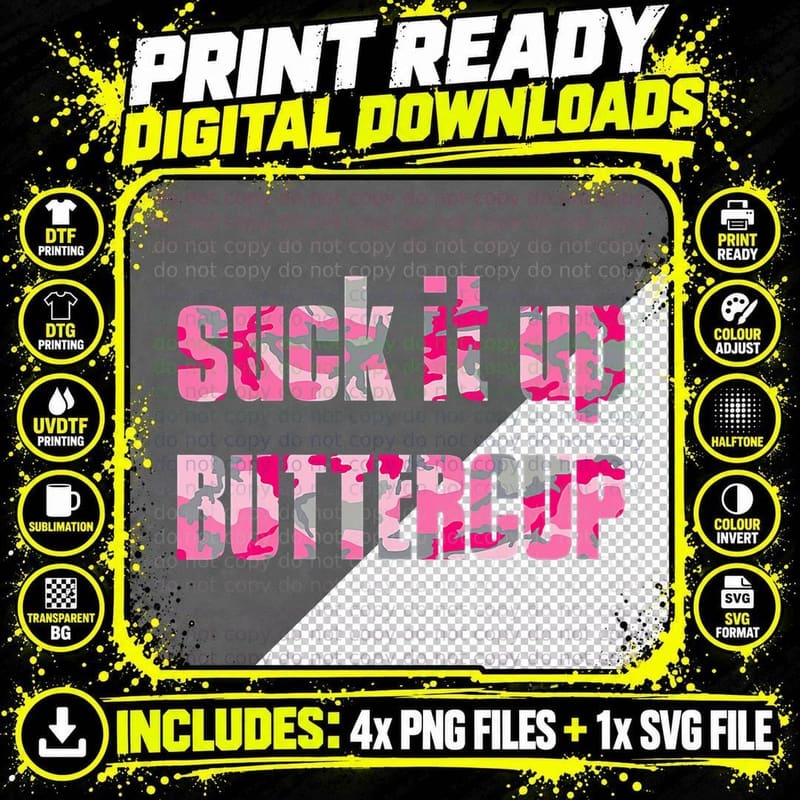 S.u.ck It up Buttercup Pink Camo Gym Fitness Workout Png SVG Digital Bundle