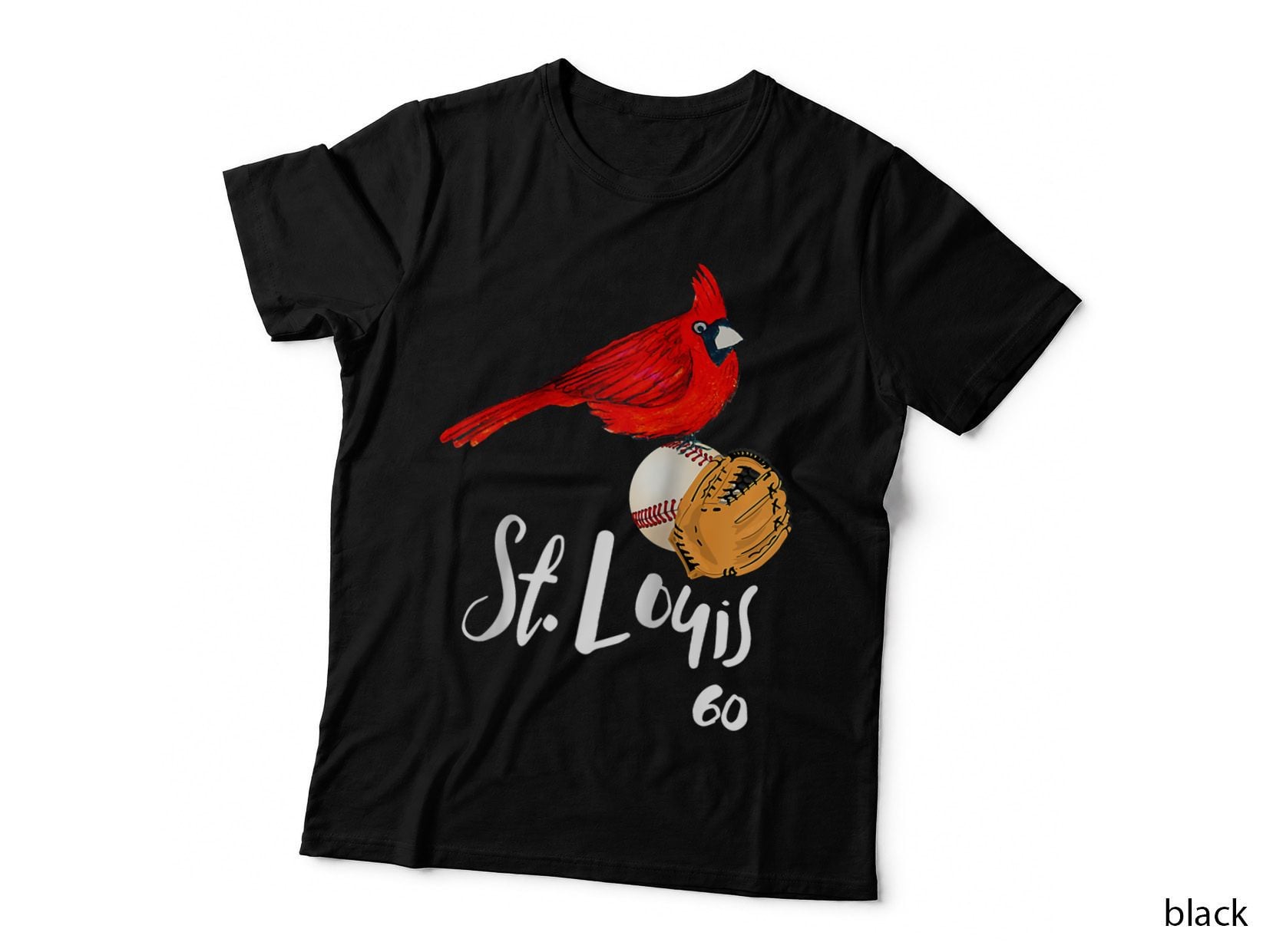 Saint Louis Red Cardinal Number 60 Baseball Art, Cool Design T-Shirt