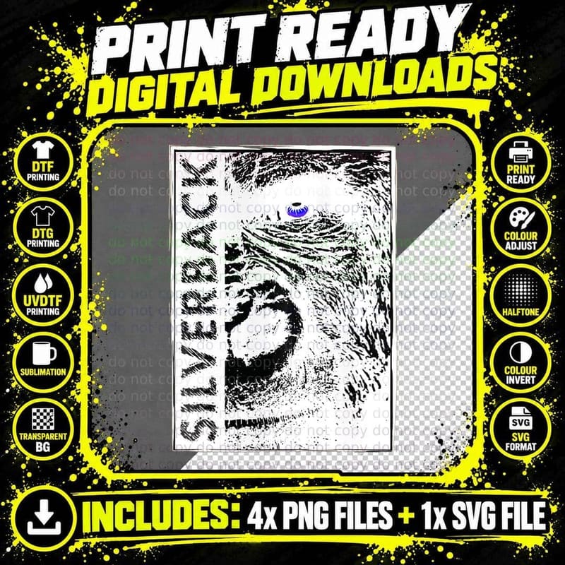 Silverback Gorilla Ape Buff Alpha Gym Gift T-Shirt Png SVG Digital Bundle