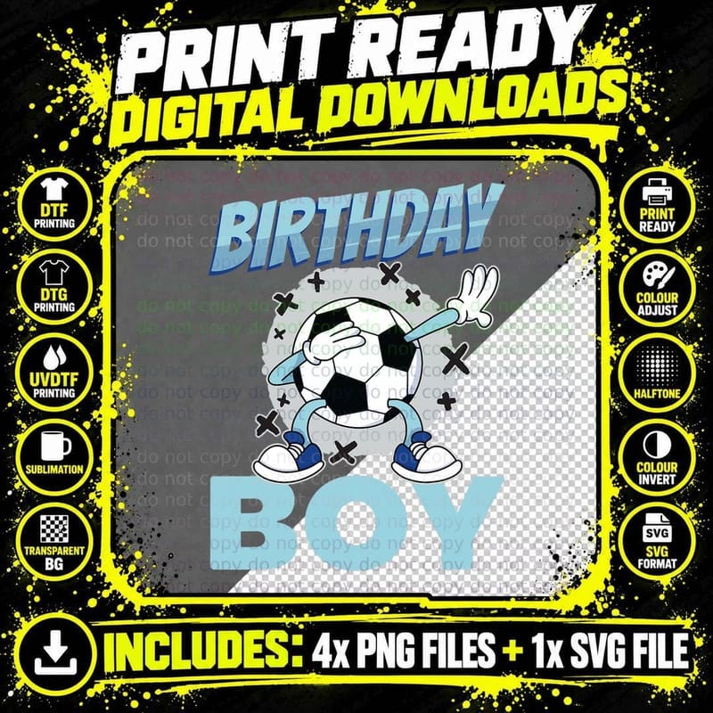 Soccer - Birthday Boy Kids Toddler T-Shirt Png SVG Digital Bundle