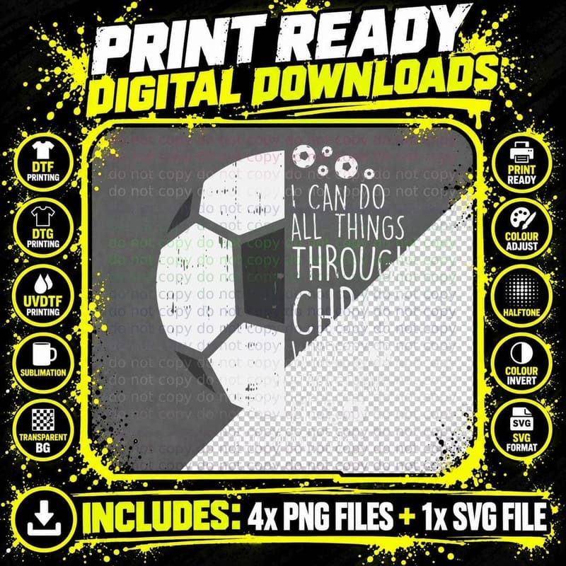 Soccer Footbal I Can Do Things Bible God Jesus Gift Png SVG Digital Bundle