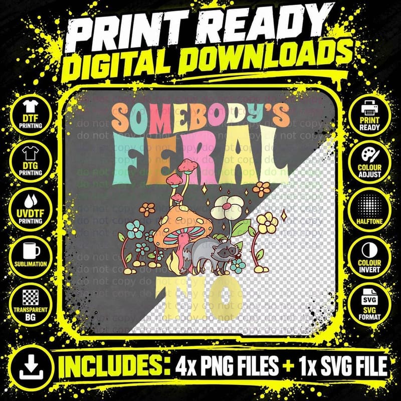 Somebody's Feral Tio Spanish Uncle Wild Family Raccoon Png SVG Digital Bundle