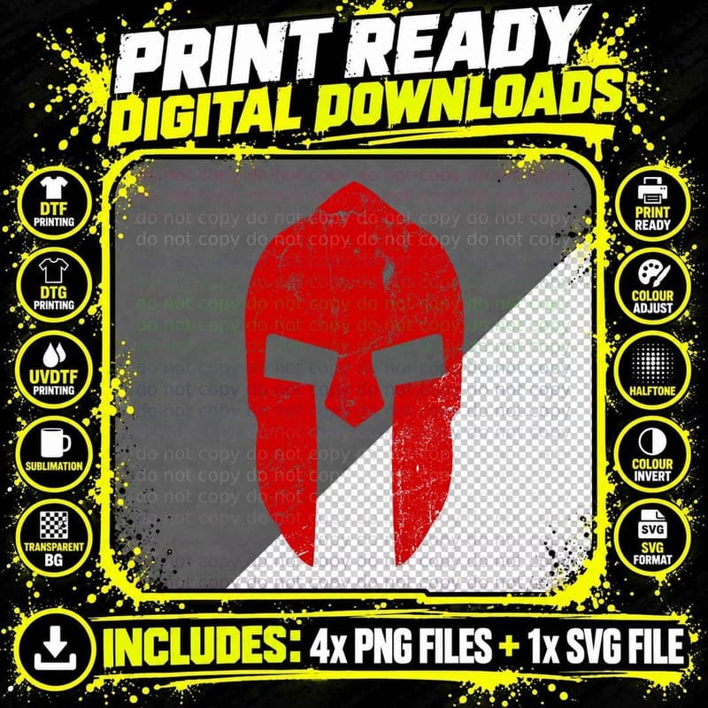 Spartan Warrior Helmet Gym Motivation Sparta Ancient Png SVG Digital Bundle