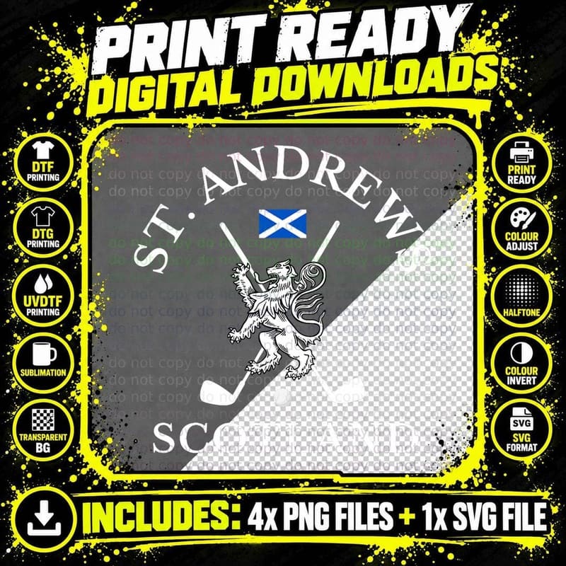 St. Andrews Scotland Golf Fan T-Shirt Png SVG Digital Bundle