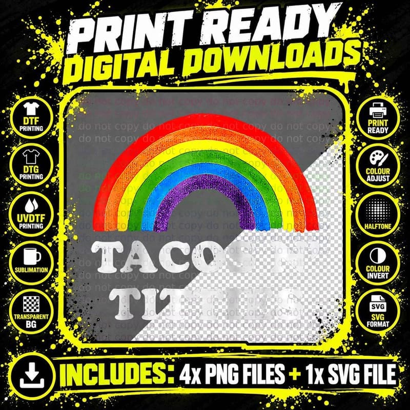 Tacos and Titties Funny LGBT Gay Pride Lesbian LGBTQ Png SVG Digital Bundle