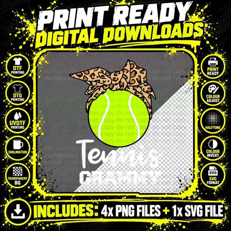 Tennis Grammy Funny Tennis Player Grammy Leopard T-Shirt Png SVG Digital Bundle