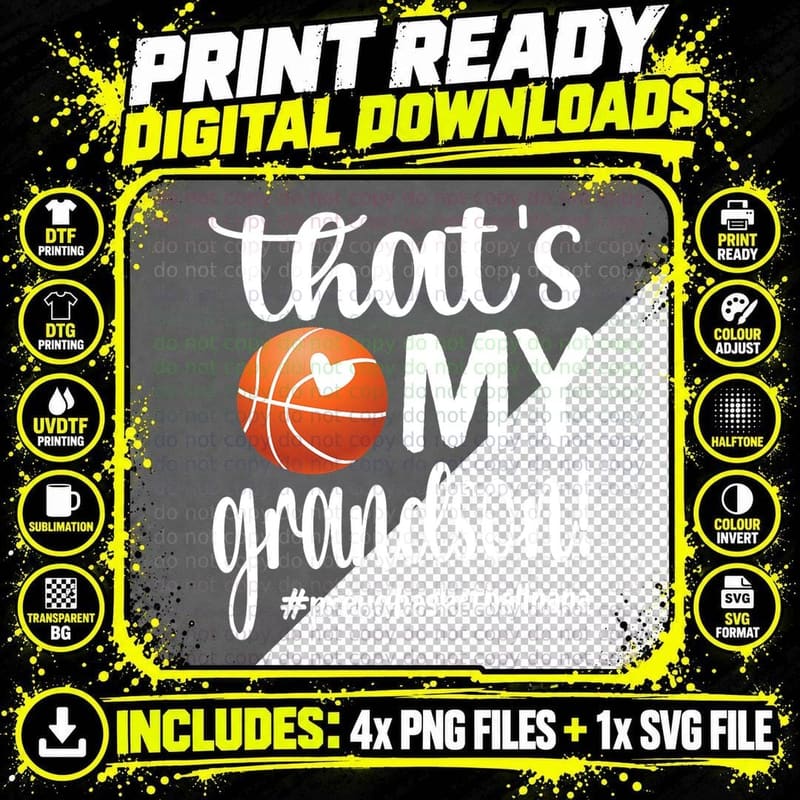 That's My Grandson Basketball Nana Basketball Grandma Png SVG Digital Bundle