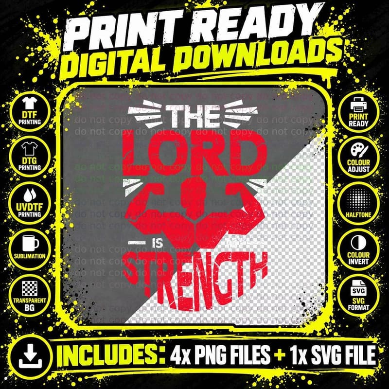 The Lord Is My Strength Christian Gym Jesus Workout Png SVG Digital Bundle
