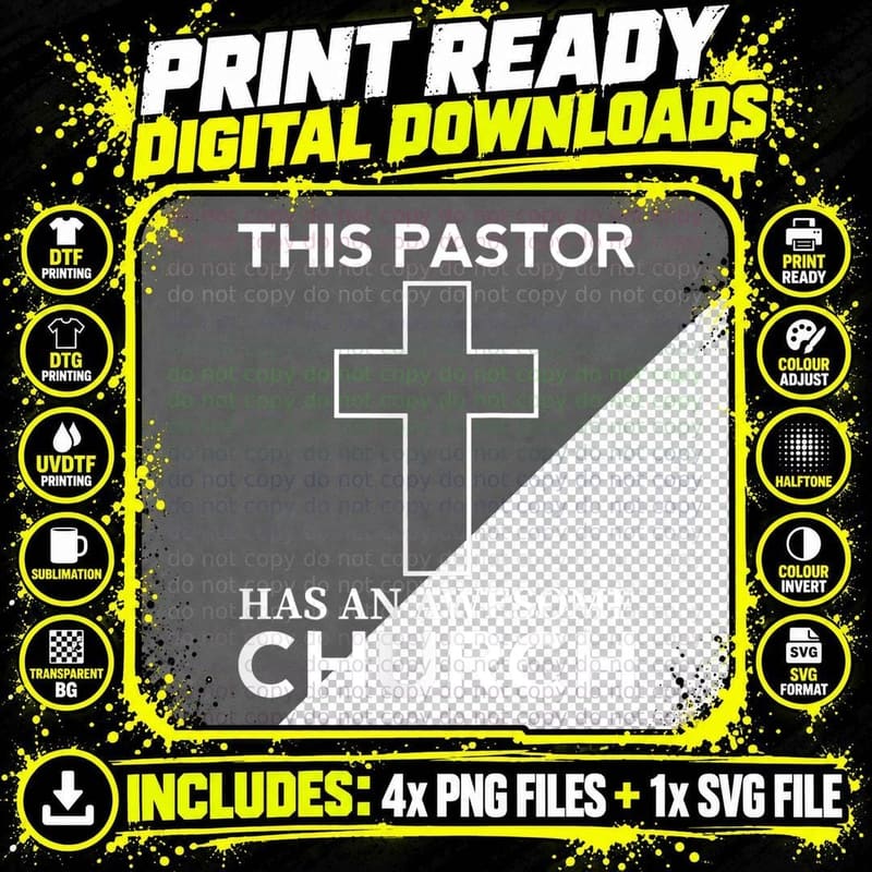 This Pastor Has an Awesome Church Minister Clergy Priest Png SVG Digital Bundle
