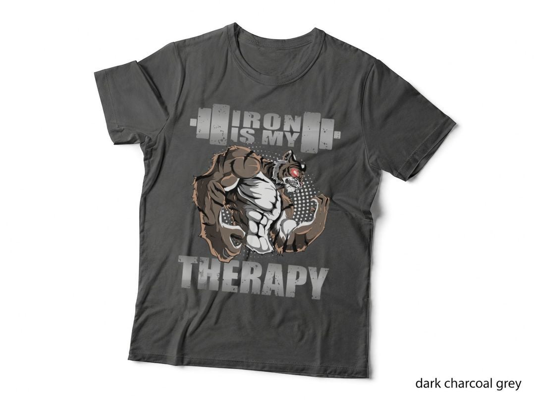 Tiger Powerlifter Workout Gym Iron Is My Therapy Lifting, Gift T-Shirt